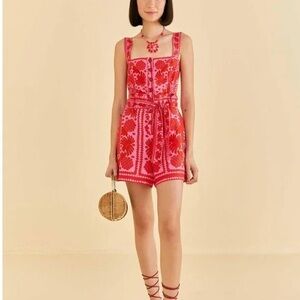 NWT Farm Rio Red Jungle Scarf Romper - small